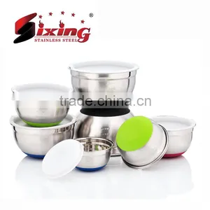 Hot Sale Stainless Steel Salad Bowl / Mixing Basin Set With Silicone Bottom thumbnail-1