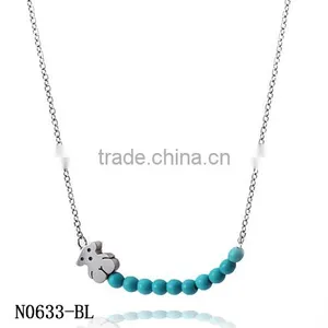 Guangzhou Biggest Wholesale Fashionable Ceramic Pearl Silver Chain Necklace thumbnail-1
