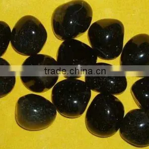 PLANE BLACK ONYX DYED TUMBLED PEBBLES STONE thumbnail-1