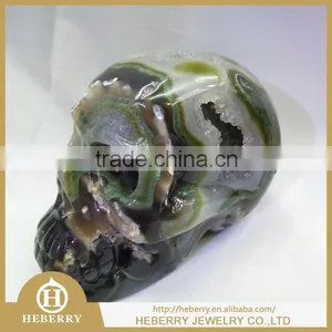 100% Natural Tiger Eye Crystal Skull Carving Crystal Healing Crystal Stone Skull With Geode Good for Collection thumbnail-1