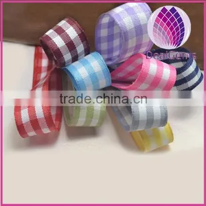New Gingham Grosgrain Ribbons ,mixed Colors, 5/8" to 1-1/2" Wide Double Side Gingham,50 Yard / Roll. thumbnail-1