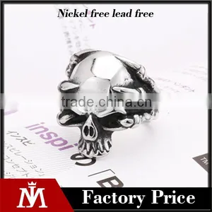 2016 Custom Design Gothic 316L Titanium Steel Devil Skull Ring thumbnail-1