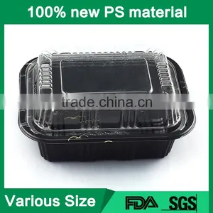 Food Grade Plastic Disposable Black With Lid Container for Take Out Sushi Tray thumbnail-1