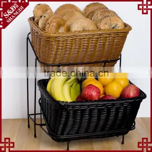 Guranteed Quality Stand Design 2-tier Rattan Bakery Display Racks thumbnail-3