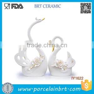 High Elegant White Swans Ceramic Wedding Decorations thumbnail-1