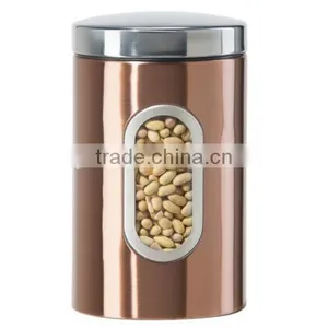 Golden Kitchen Storage Containers Stainless Canister With Window thumbnail-2