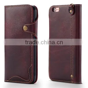 Retro Oil Wax Leather, Flip Cowhide Leather Phone Case For IPhone6/6s/plus thumbnail-1