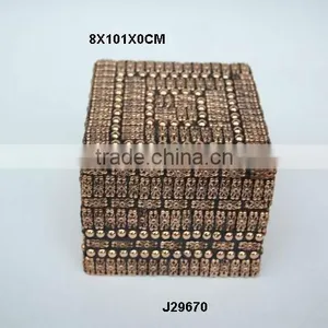 Copper Metal Mosaic Wooden Box Available in All Sizes thumbnail-1