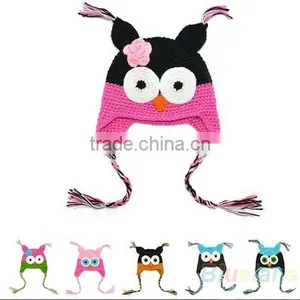 Multicolor Infant Toddler Handmade Knitted Crochet Baby Hat Owl Hat Cap thumbnail-2