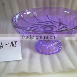 High Quality Blue Colored Glass Fruit Plate With Feet Stand thumbnail-3