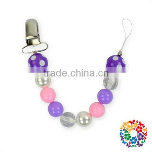 BPA Free Silicone Baby Teething Funny Pacifier Clips Beads Pacifier Holder Clip thumbnail-4