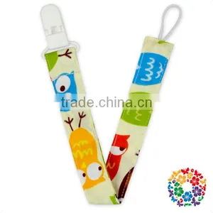 2016 Wholesale Cute Owl Print White Pacifier Holder Clip thumbnail-1
