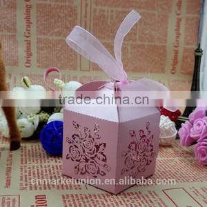 Laser Cut Customized Foldable Sweet Wedding Candy Box Romantic Paper Wedding Box thumbnail-3