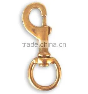 1-1/8" Solid Brass Hook, High Quality Solid Brass Swivel Eye Snap Hook thumbnail-1
