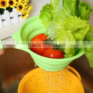Food Grade Material Foldable Silicone Washing Up Bowl,Silicone Strainer thumbnail-2