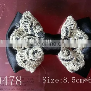 CF0478 Fashion Wholesale Boutique Black Grosgrain Lace Baby Hair Bows thumbnail-1