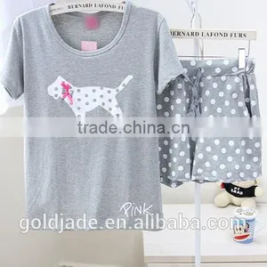 2015 New Homewear for Summer Blank Couple Sleepwear Sets Homewear,embroidery Shorts Sleepwear Homewear Sets for Women or Men thumbnail-5