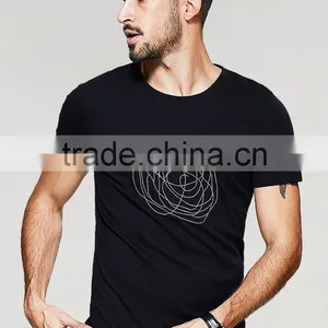 Cotton/spandex Man Black T-shirt Fit Mens Printing T-shirt thumbnail-3