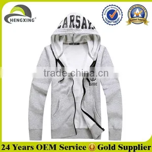 Zipper up Fashion Man Custom Single Color Hoodies thumbnail-1