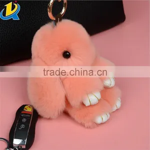 Wholesale Luxury Hot Sale Colorful Mink Fur Novelty Rabbit Keychain thumbnail-1