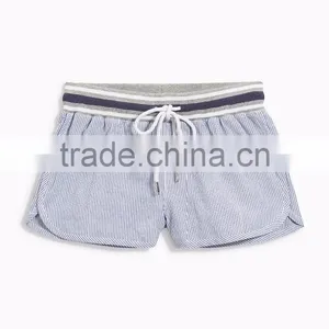 MGOO Hot Sale Women Summer Blue Striped Shorts Sports Running Cotton Drawstring Short Pants thumbnail-3