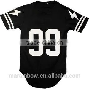 Oversized Elongated Tail Over Hem T Shirt Hip Hop T-Shirt Custom Printed Extended Baseball T-Shirt Longline Baseball Tee thumbnail-1