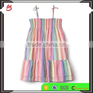 Baby Clothes 2017 Smocked Custom Baby Clothing Wholesale Summer Kids Girl Stripe Tier Smock Dress thumbnail-1