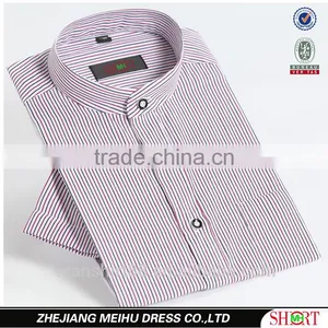 Chinese Mao Band Mandarin Collar Short Sleeve Dress Shirt thumbnail-1