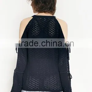 Woman New Stylish Long Hollow Out Sleeve Design High Quality Custom Sweaters for Autumn thumbnail-4