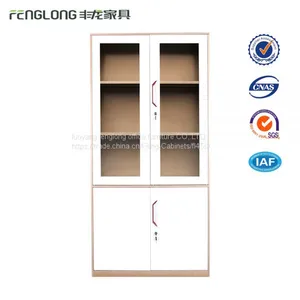 4 Door Metal Storage Cabinet Glass Filing Cabinet High White for Sale thumbnail-1