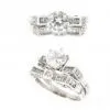 Trendy Bridal Round Diamond Engagement and Wedding Ring With White Gold thumbnail-1