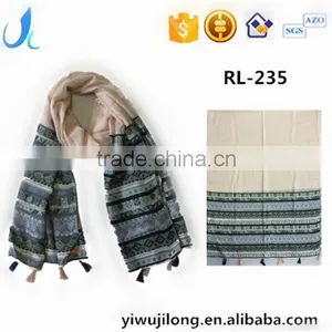 180*70cm Customized Pattern Printed Cheap Viscose Women Pashmina Stole Shawl Scarf thumbnail-1