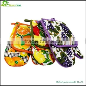 2pc Kitchen Set Oven Glove Pot Holder Cotton Printed Oven Mitt and Pot Holder Set for Kitchen thumbnail-3