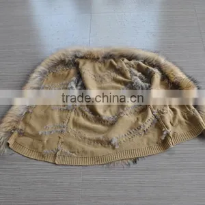 YR645 Unique Design Rabbit and Raccoon Real Fur Vest thumbnail-5