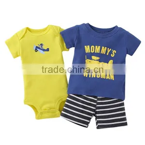 3pcs 100%cotton Unisex Baby Bodysuits Matching With Shorts and T-shirts thumbnail-2