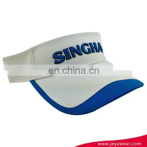 Custom "SINGHA" 3d Embroidy Logo Sun Visor Cap Pre-curved Bill Visor With Blue Trim thumbnail-3