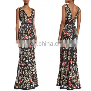 2016 Apparel Silk Embroidery Tapered Straps Prom Tube Dress Long thumbnail-1
