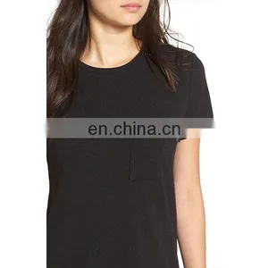 Sweet Black Color Plain T-shirt Dress Crewneck Short Sleeve Casual Women Dresses thumbnail-6