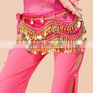 Egyptian Style Gold Coins Velvet Top Quality Belly Dance Hip Scarf Belt Y-2030# thumbnail-1