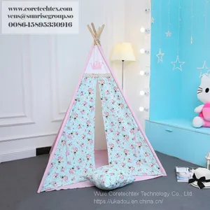100% Canvas Cotton Kids Teepee Tent With the Pine Poles thumbnail-5