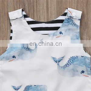 2018 New Design Romper Sleeveless Jumpsuit Whale Printed One Piece Newborn Boy Girl Summer Romper thumbnail-3