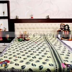 Vintage Kantha Quilt Indian Sari Throw Blanket Kantha Reversible Gudari Ralli Bedspread thumbnail-1