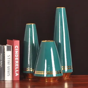 Light Luxury Chimney Creative Gild White Green Ceramic Plant Vase For Dry Flower Decor thumbnail-4