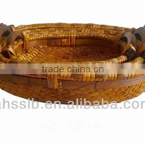 2013 New Style Wholesale Cheap Various Shaped Reed Storage Plate With Ear Handles thumbnail-2