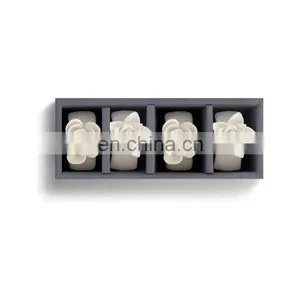 Unique Succulent Glossy White Ceramic Stoneware Napkin Rings thumbnail-2