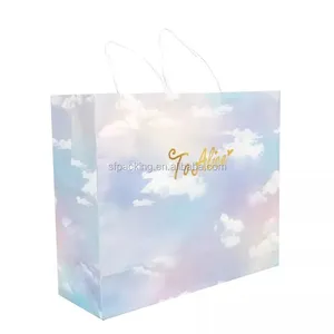 Folding White Paper Gift Shopping Package Bags thumbnail-2