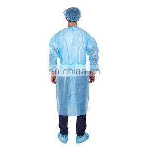 Elastic Cuffs Waterproof Non Woven Disposable Isolation Cover Gown for Visitors thumbnail-3