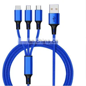 Wholesale 3 in 1 Usb Charger Cable Multiple Micro Usb Cable Type-c USB Charging Data Cable thumbnail-1