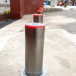 UPARK High Security Mall Street 219*600mm Wireless Remote Warning Led Rising Bollard Automatic Hydraulic Bollards thumbnail-4