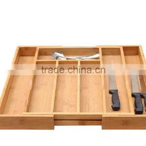Bamboo Expandable Cutlery Drawer Organizer Layout for Utensil thumbnail-1